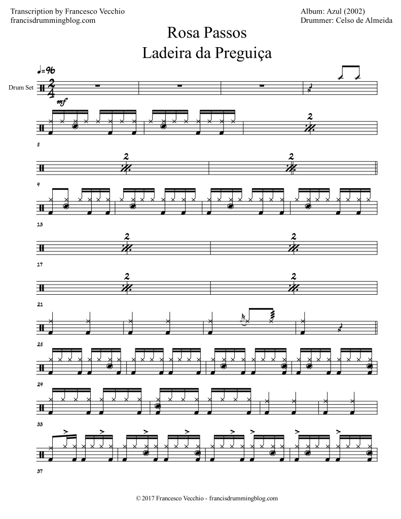 rosa passos ladeira da preguica drum transcription