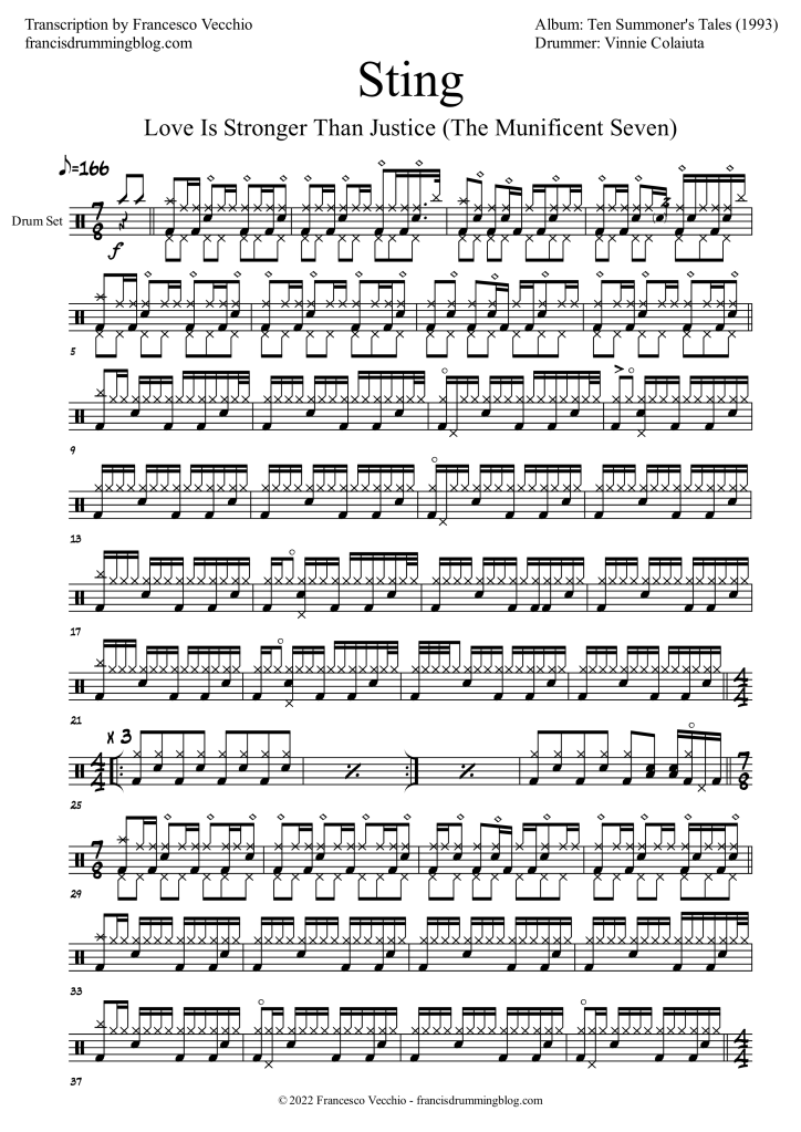 sting love is stronger than justice drum transcription