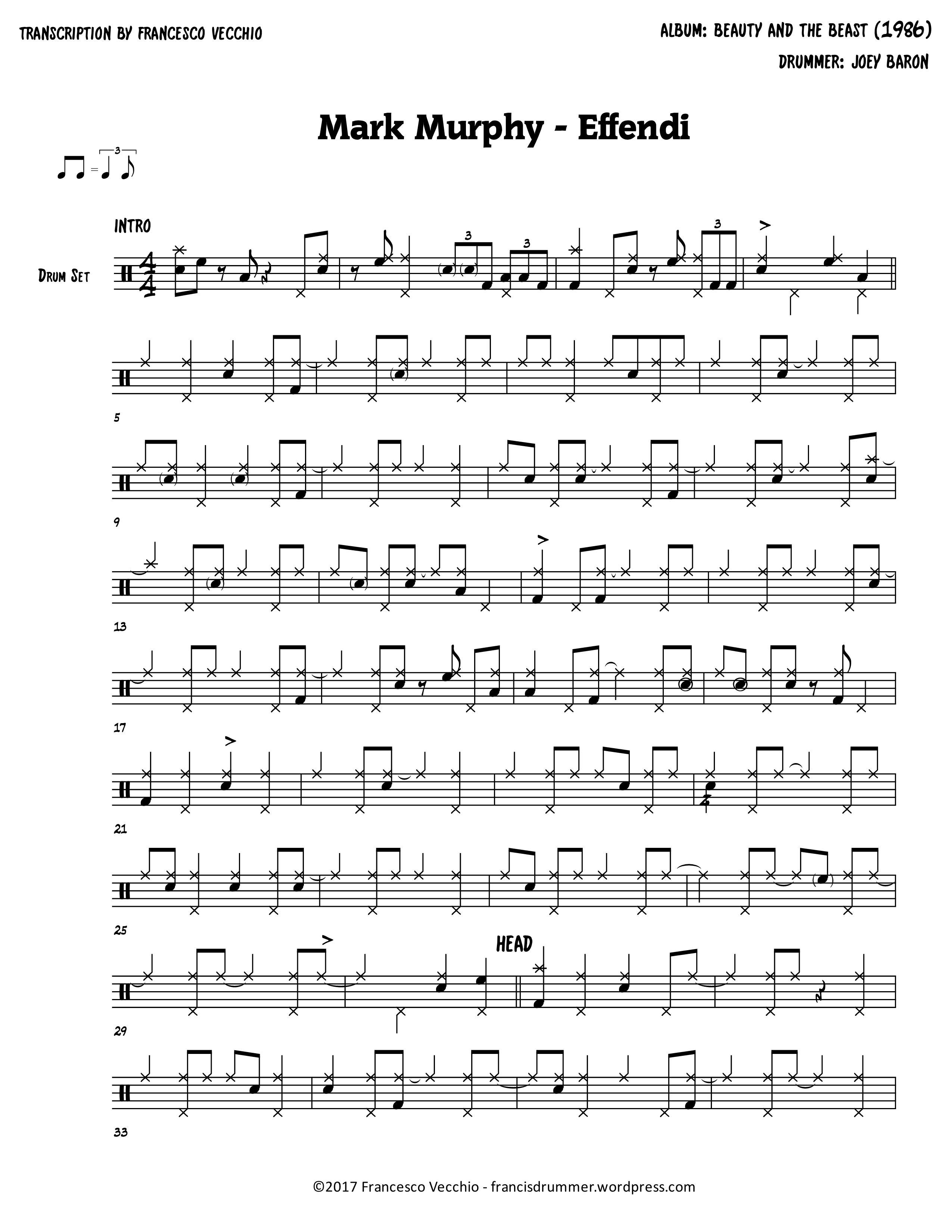 mark murphy joey baron effendi drum transcription