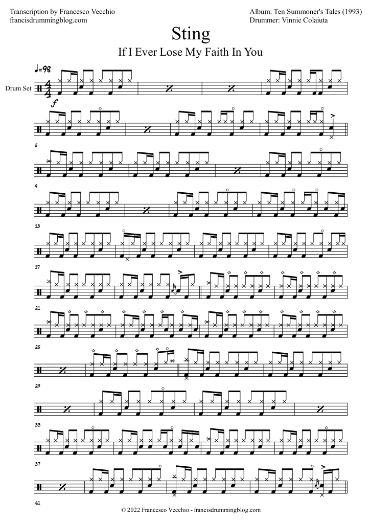 sting if i ever lose my faith in you drum transcription