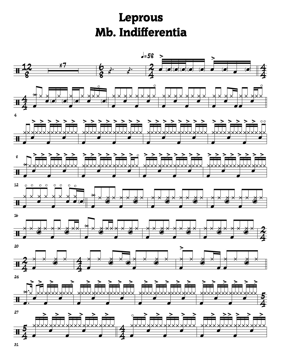 Leprous - Mb. Indifferentia drum transcription