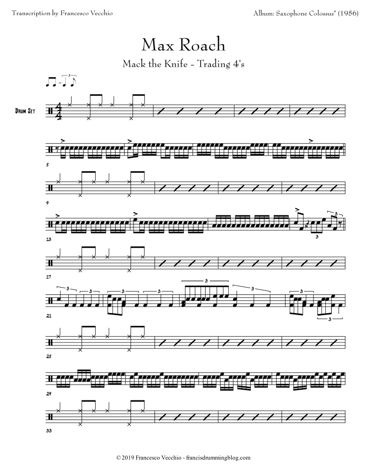 max roach mack the knife drum trading fours transcription