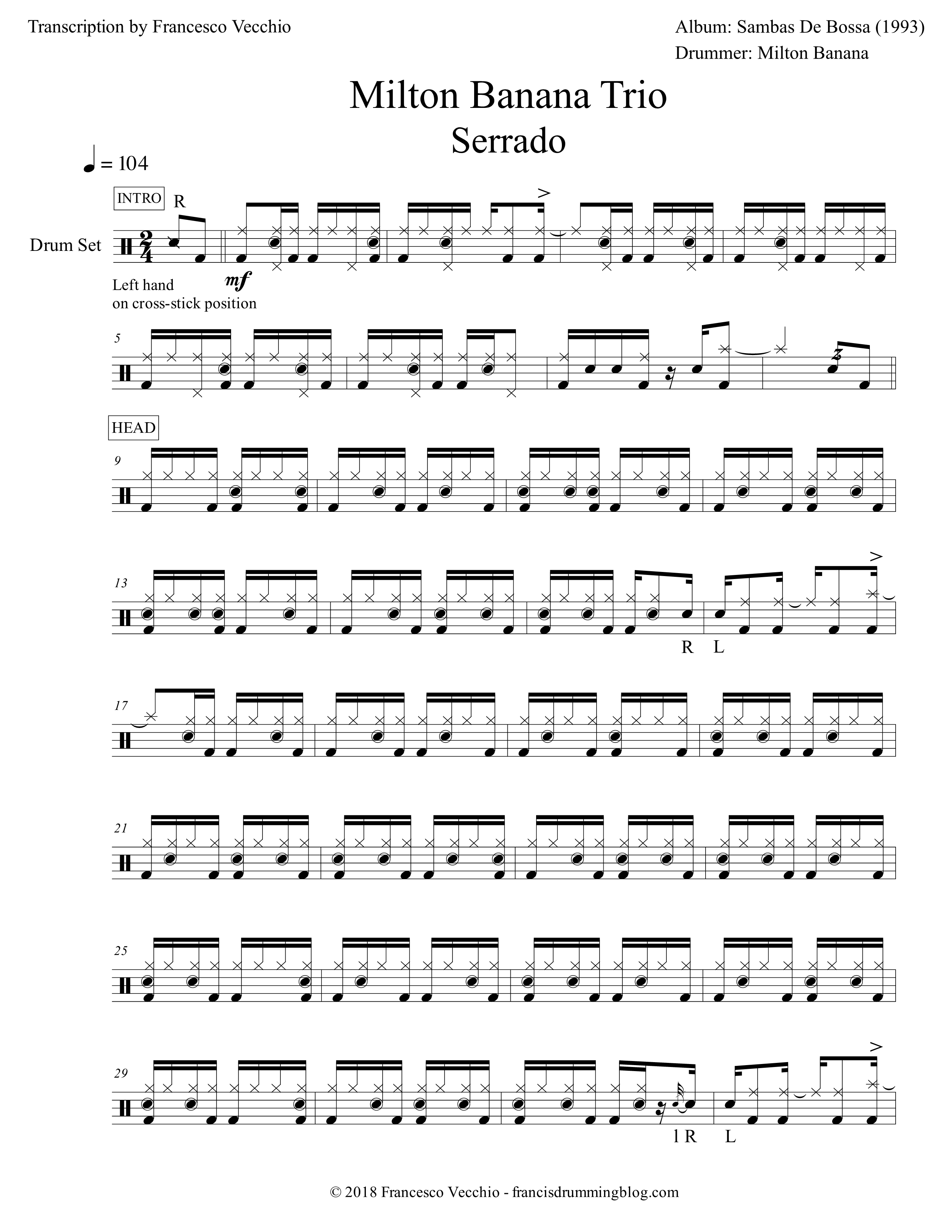 milton banana trio serrado drum transcription