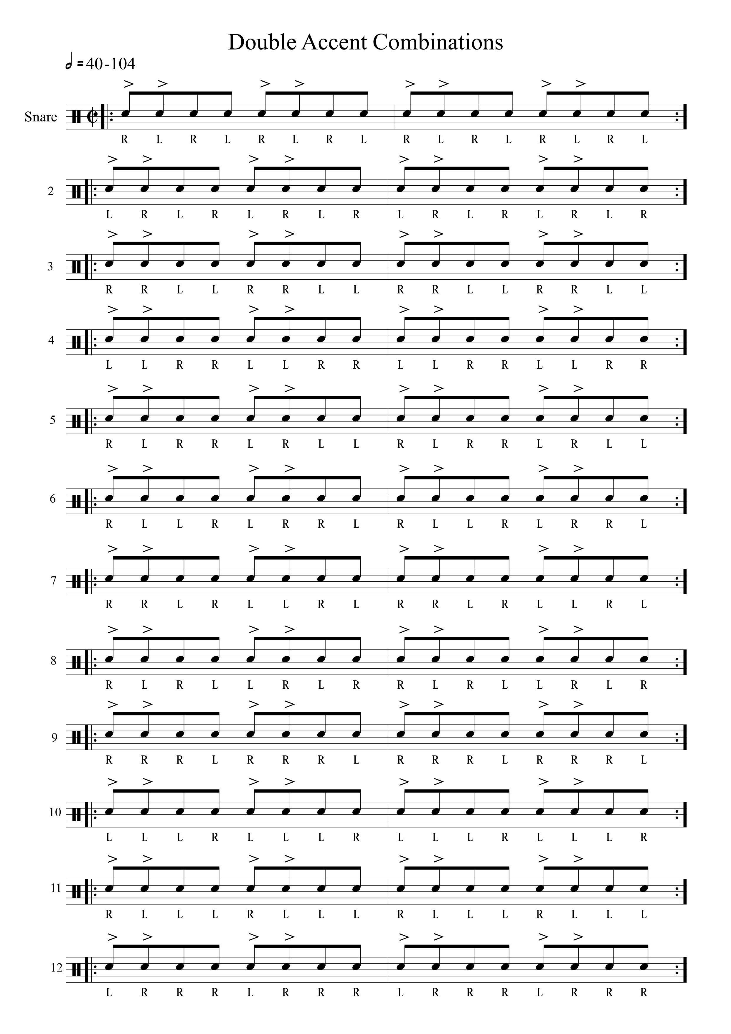 stick control double accent combinations