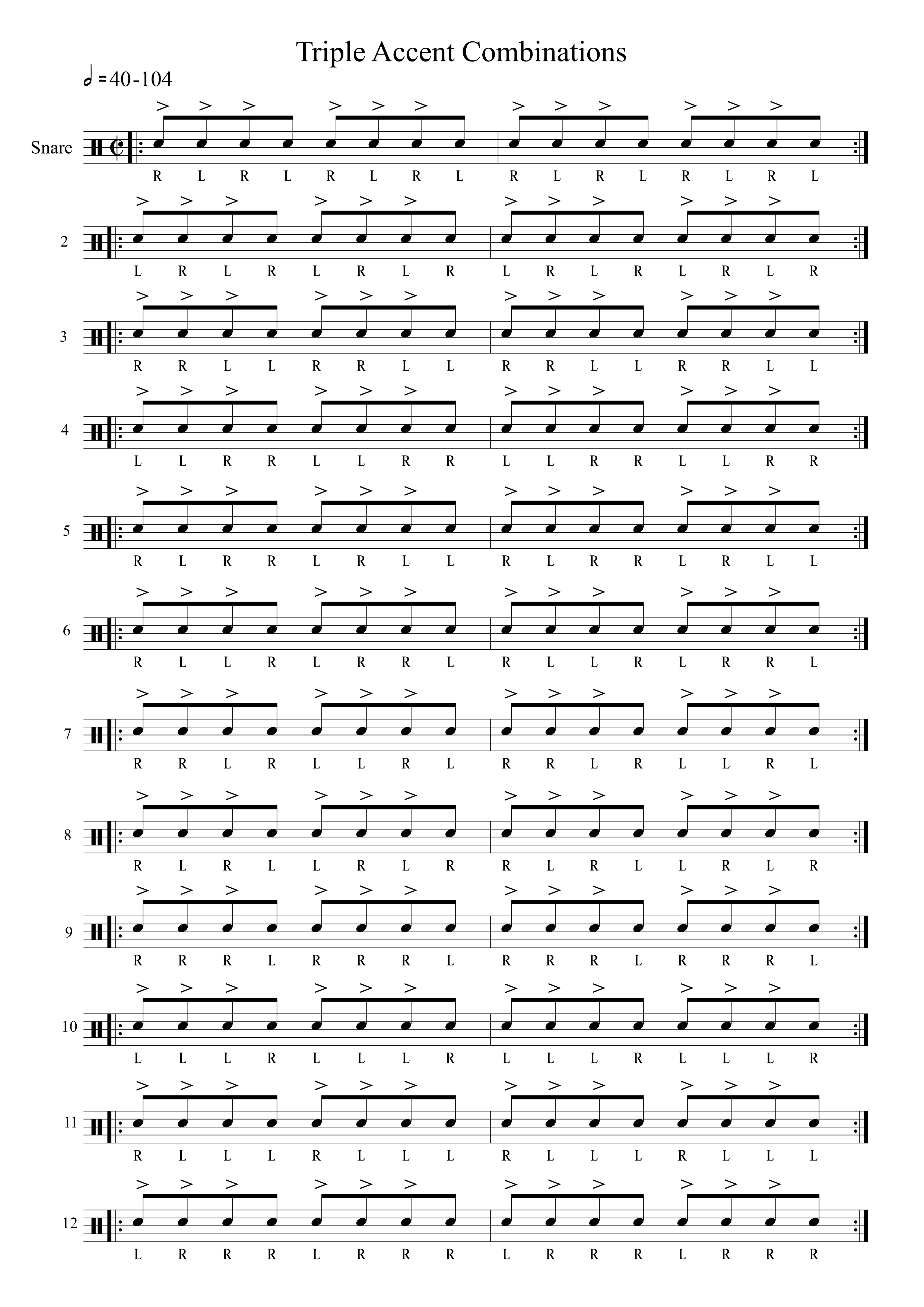stick control triple accent combinations