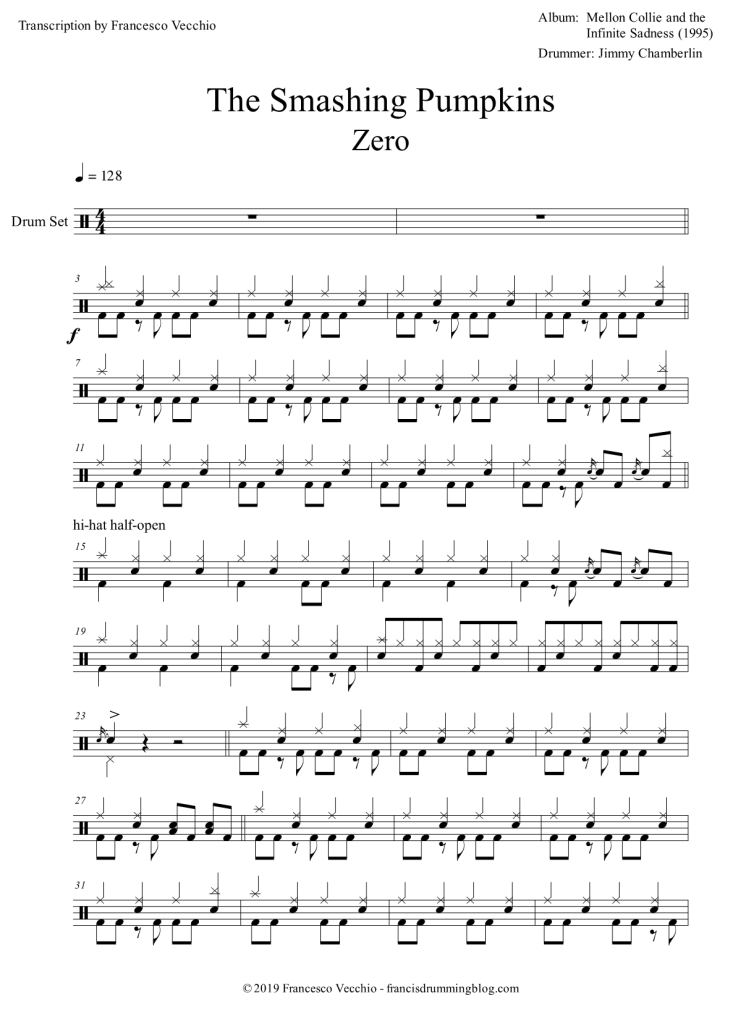 smashing pumpkins zero drum transcription