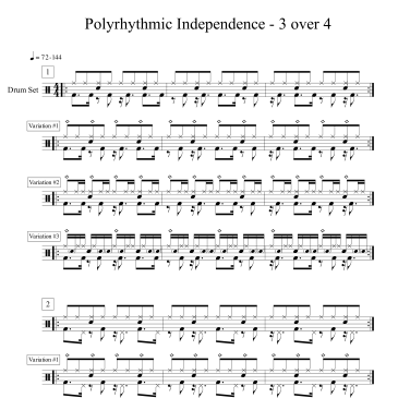 polyrhythmic independence 3 over 4 exercise