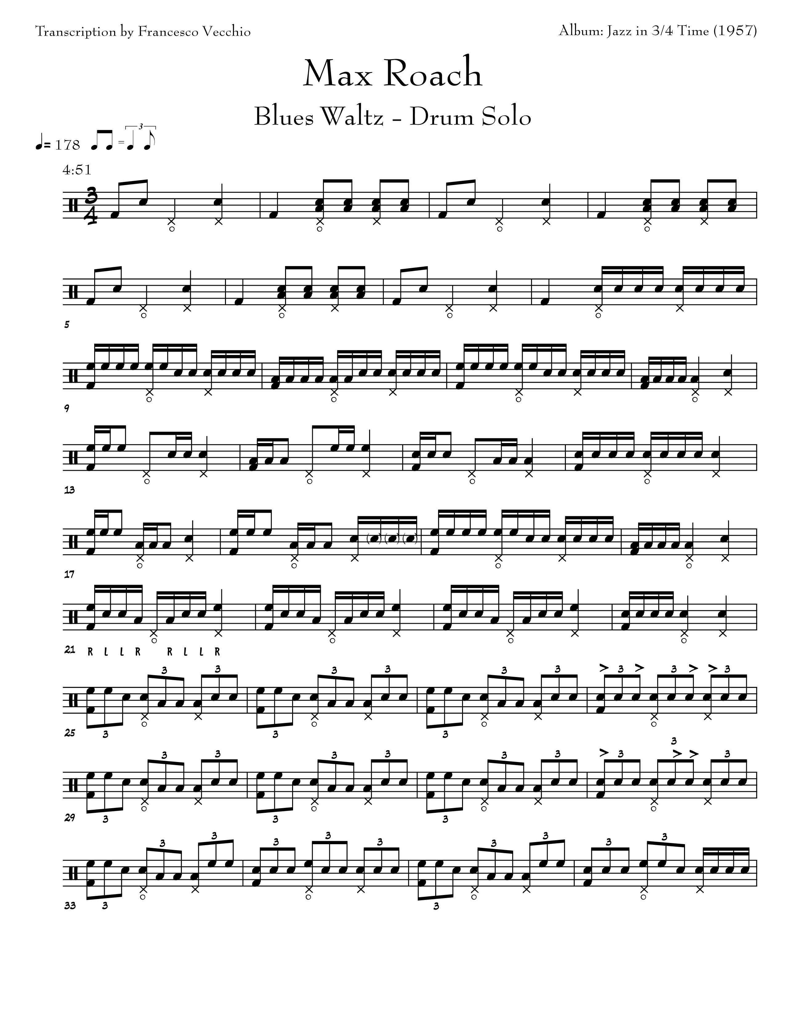 max roach blues waltz drum transcription