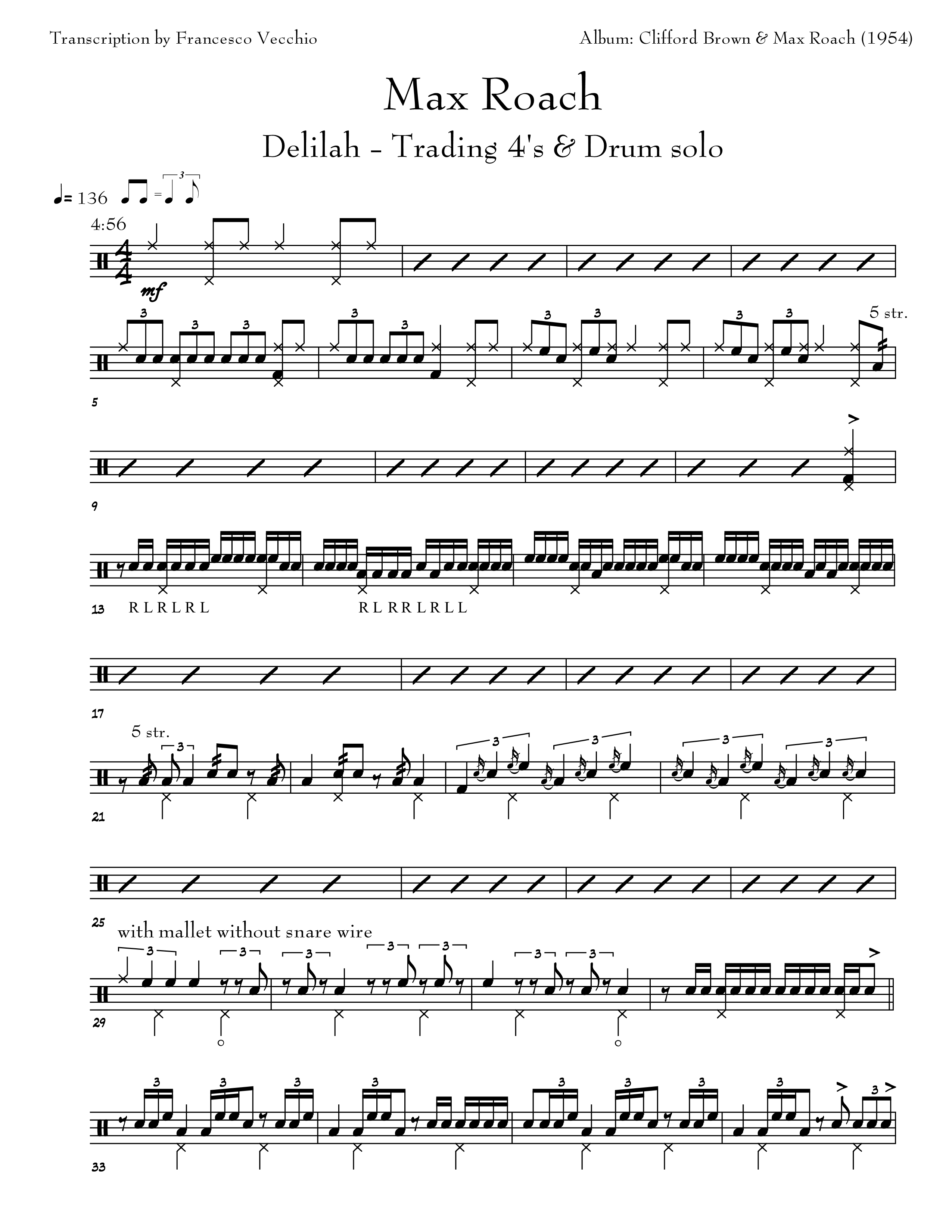 max roach delilah drum transcription