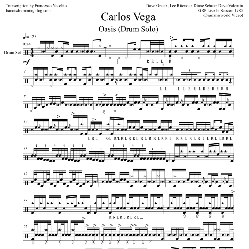 Carlos Vega – Oasis (Drum Solo&nbsp;Transcription)
