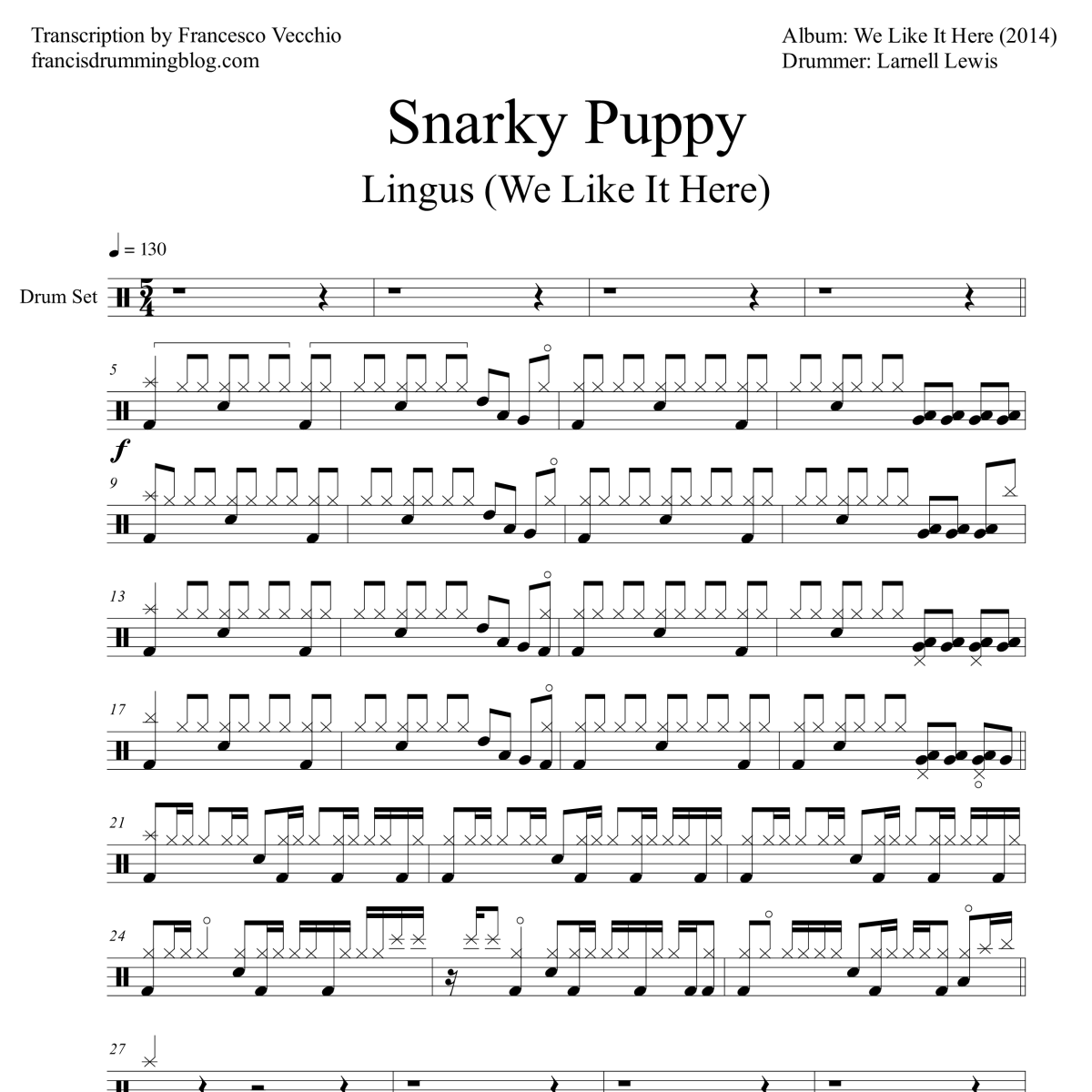 Snarky Puppy – Lingus (Drum Sheet&nbsp;Music)