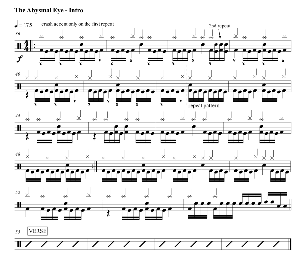 meshuggah the abysmal eye drum transcription