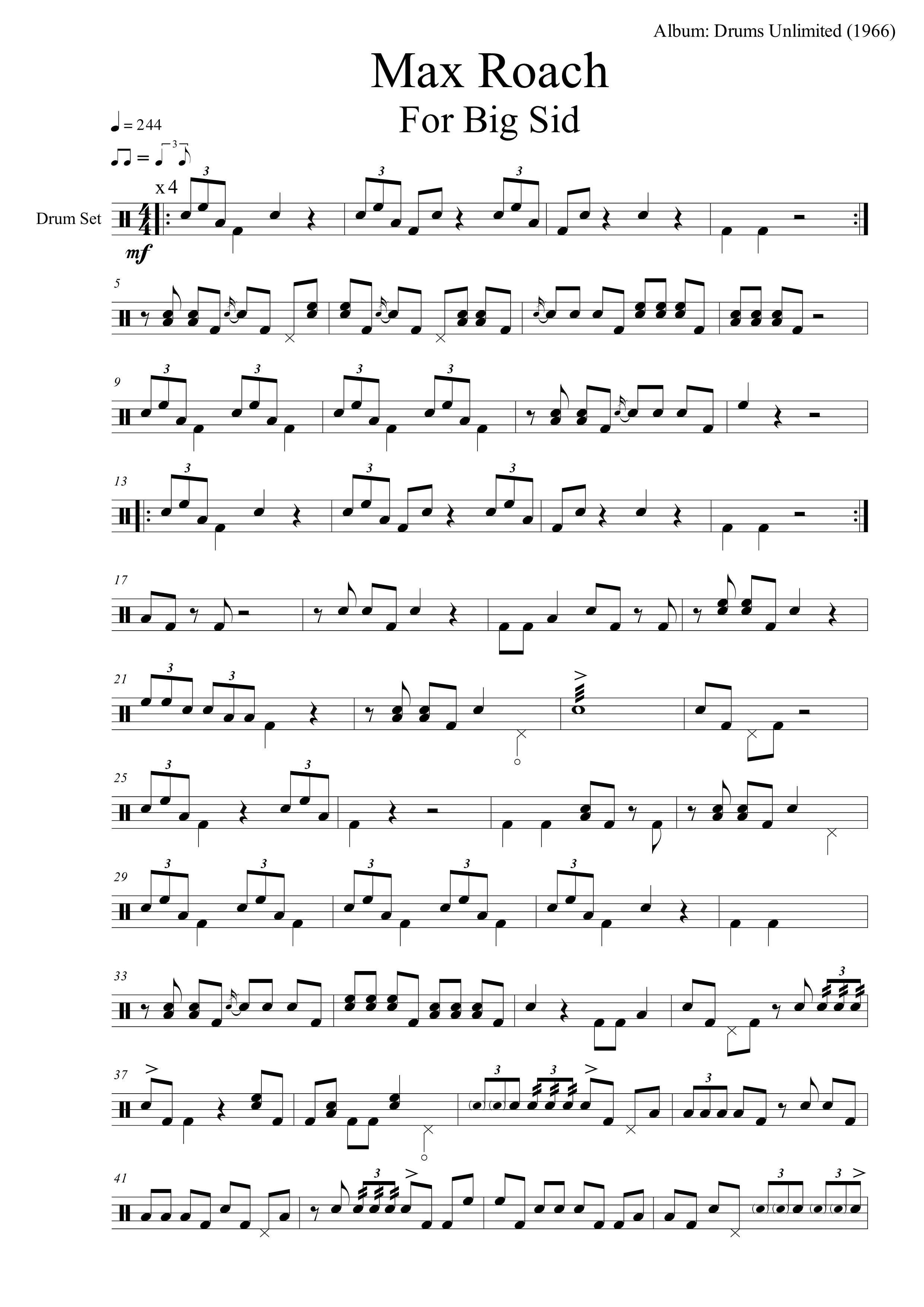 max roach for big sid drum transcription