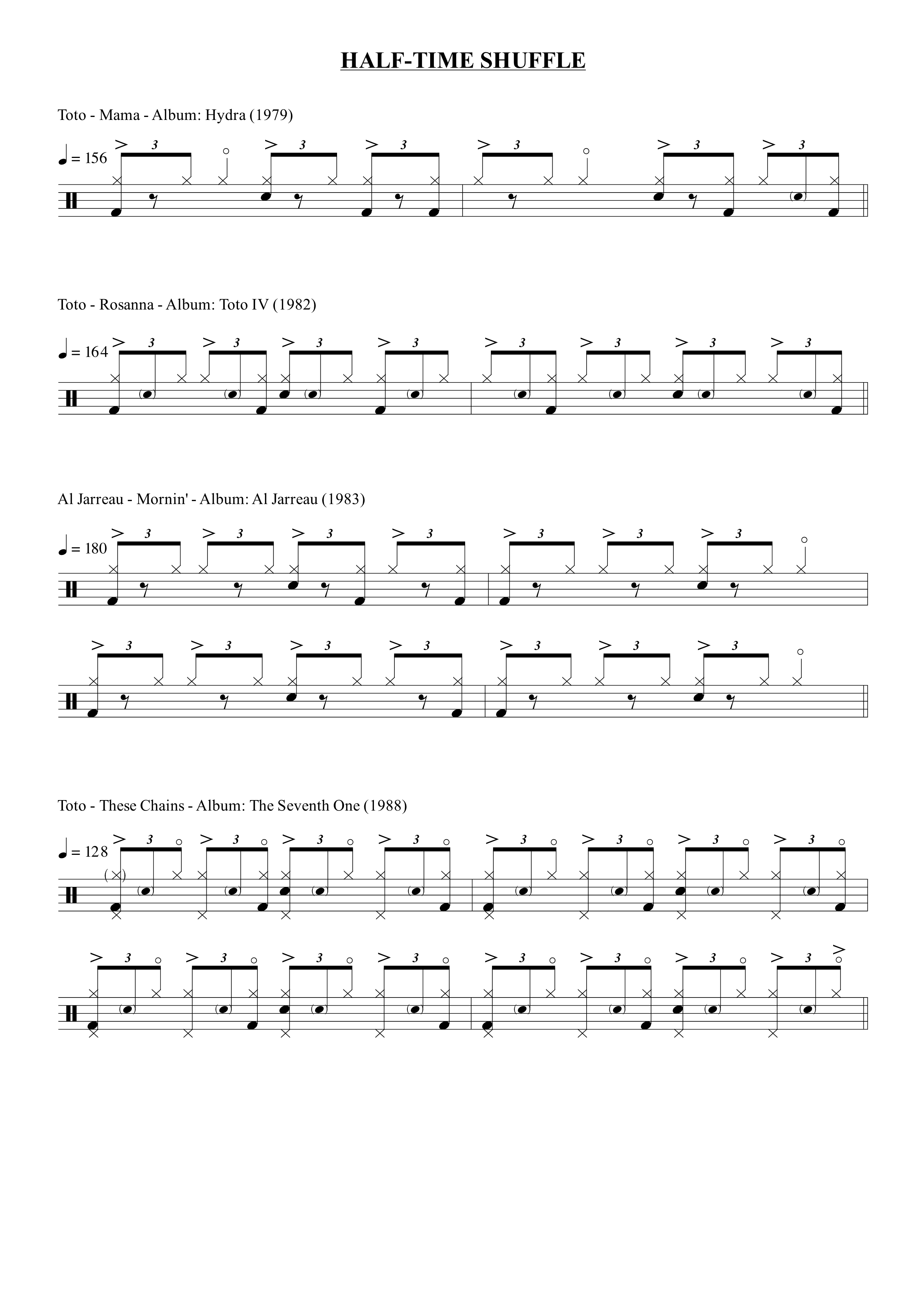 jeff porcaro half time shuffle transcriptions