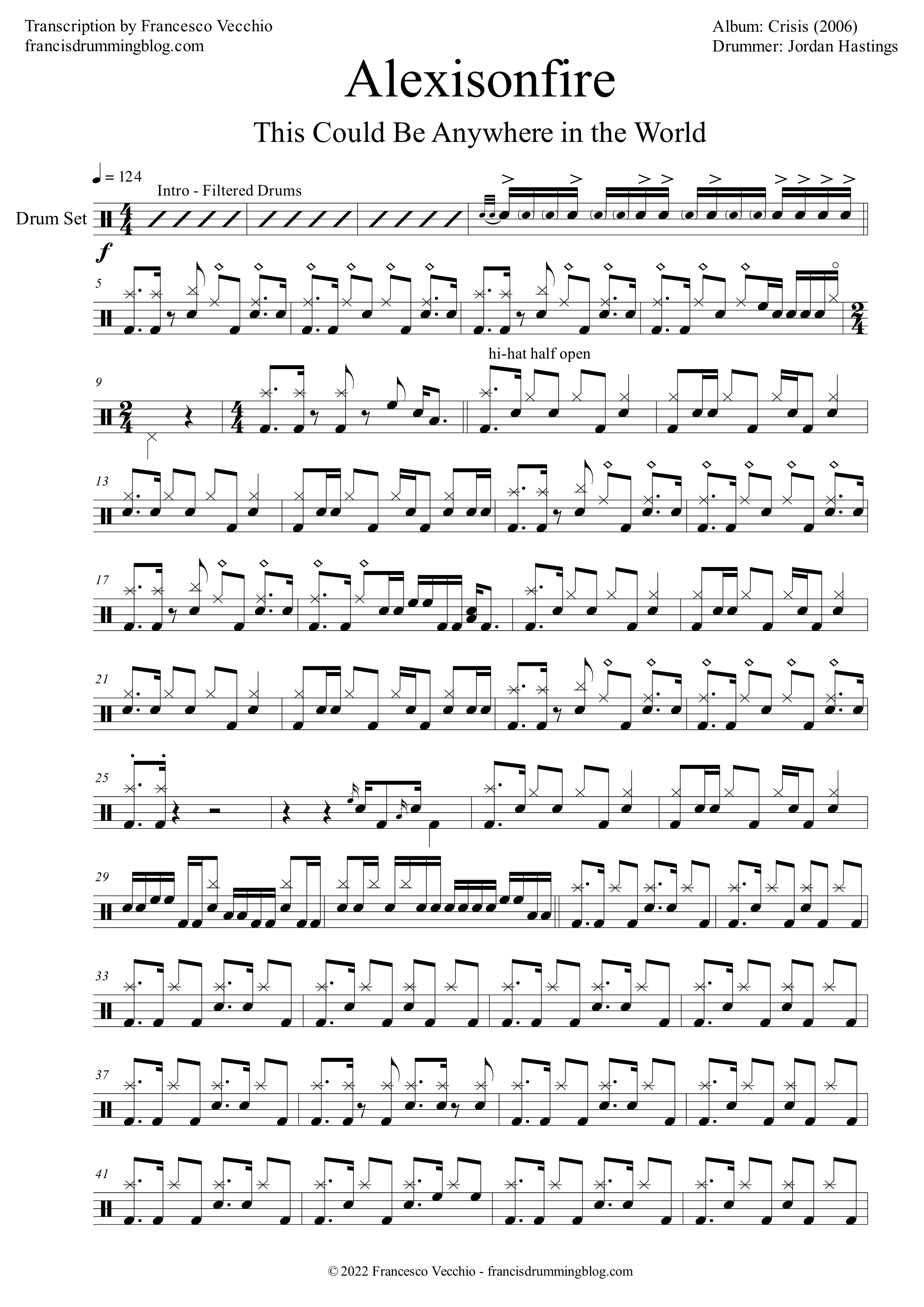 alexisonfire this could be anywhere in the world drum transcription