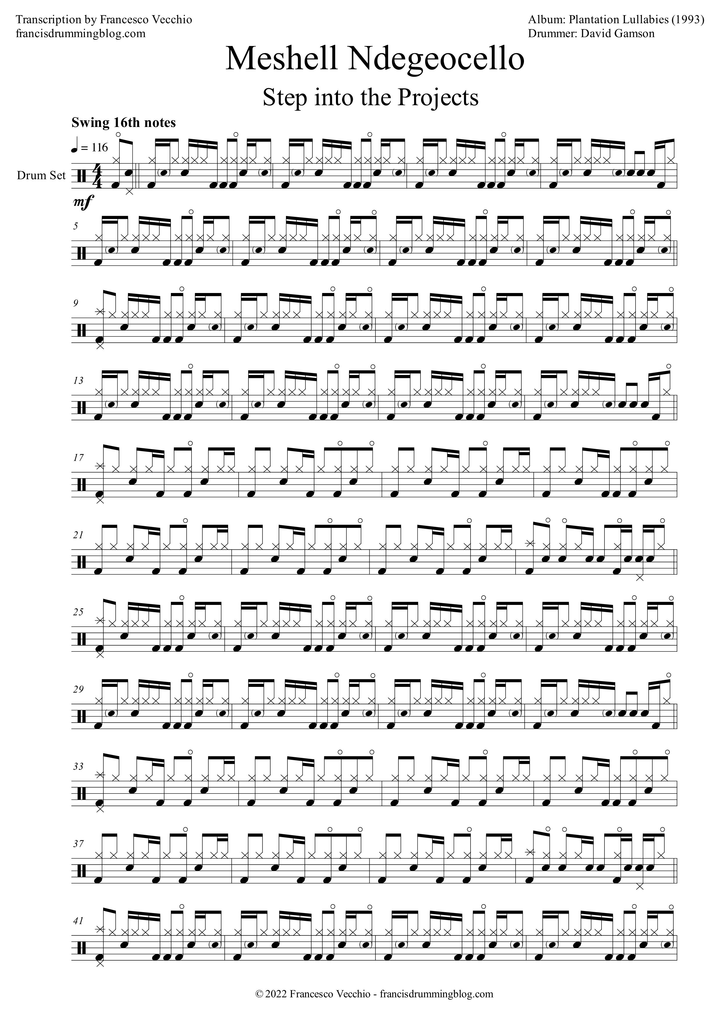 meshell ndegeocello step into the projects drum sheet music