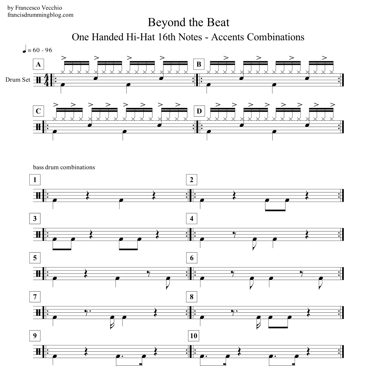 Beyond the Beat: One-Handed Hi-Hat 16th Notes – Accent&nbsp;Combinations