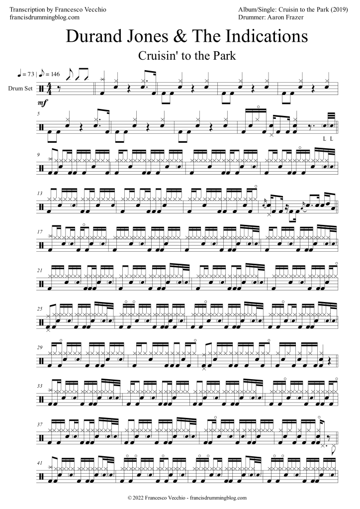 durand jones and the indications cruisin to the park drum transcription