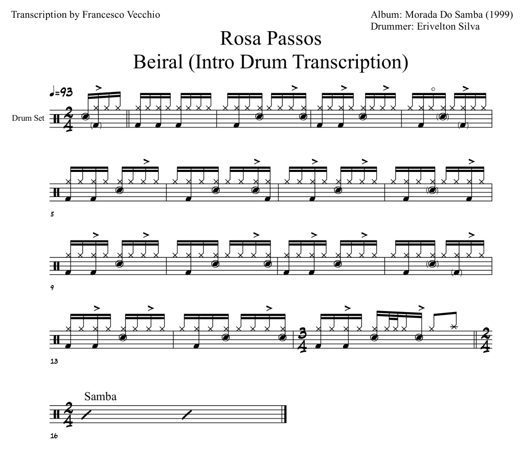 rosa passos beiral intro drum transcription