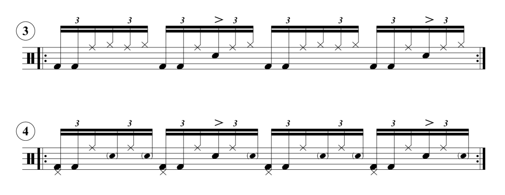 linear drum groove on ride cymbal