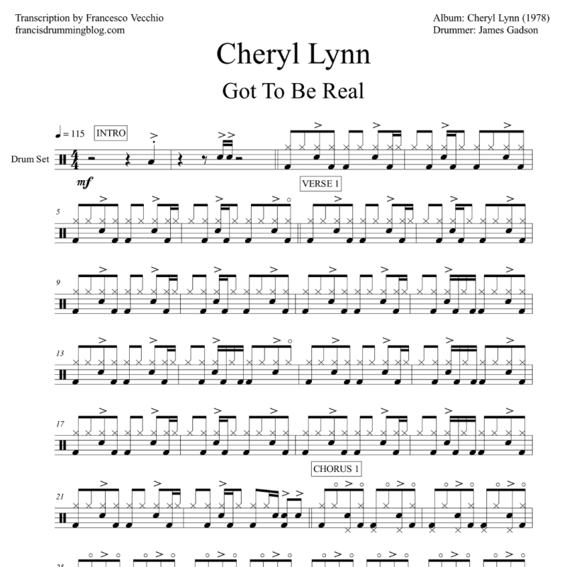 James Gadson: Cheryl Lynn – Got To Be Real (Full Drum&nbsp;Transcription)
