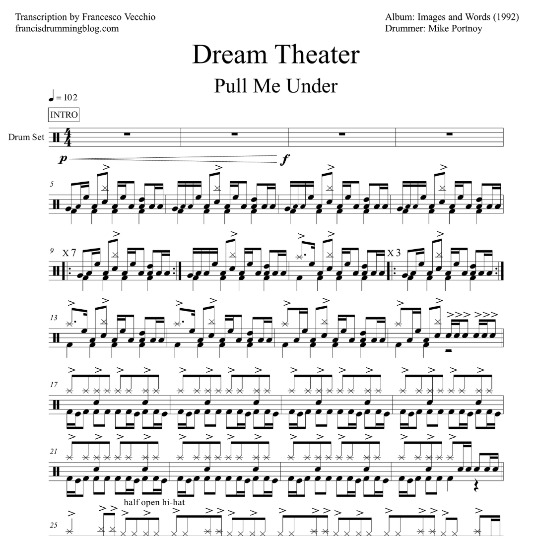 Mike Portnoy: Dream Theater – Pull Me Under (Full Drum&nbsp;Transcription)