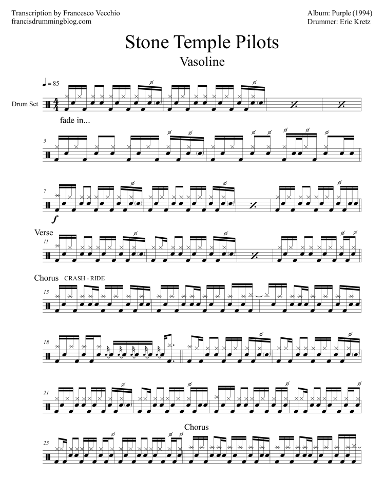 stone temple pilots vasoline drum transcription