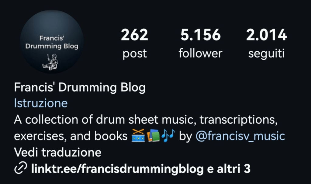 francis drumming blog instagram page