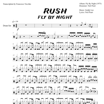 neil peart rush fly by night drum transcription