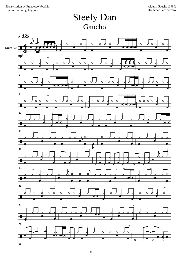 jeff porcaro steely dan gaucho drum transcription
