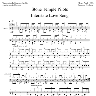 stone temple pilots interstate love song drum transcription