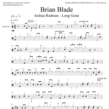 brian blade joshua redman long gone drum sheet music