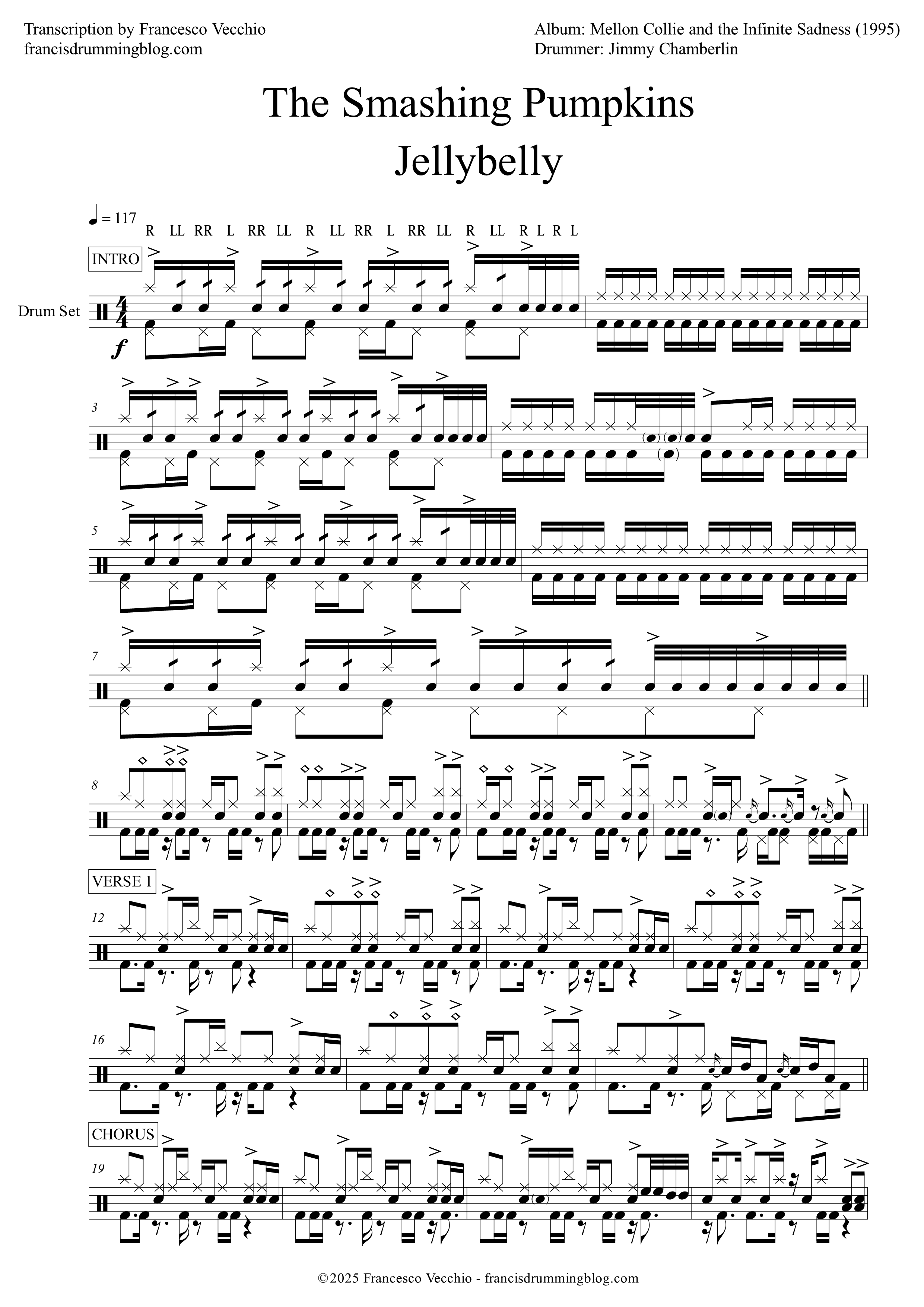 smashing pumpkins jellybelly drum transcription