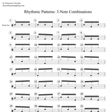 rhythmic patterns groups of 3 combinations