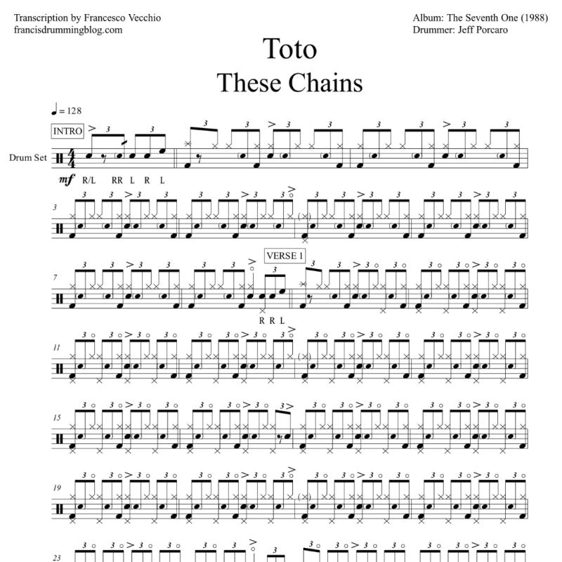Jeff Porcaro: Toto – These Chains (Full Drum&nbsp;Transcription)