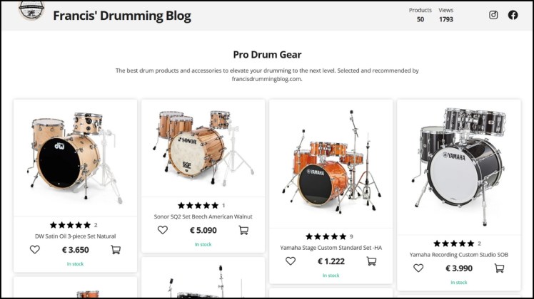 francis' drumming blog thomann landing page