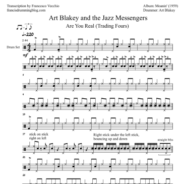 art blakey are you real drum trading fours sheet music