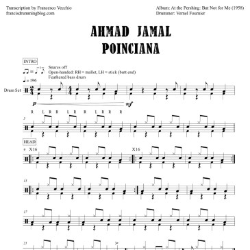 ahmad jamal poinciana live at the pershing full drum transcription